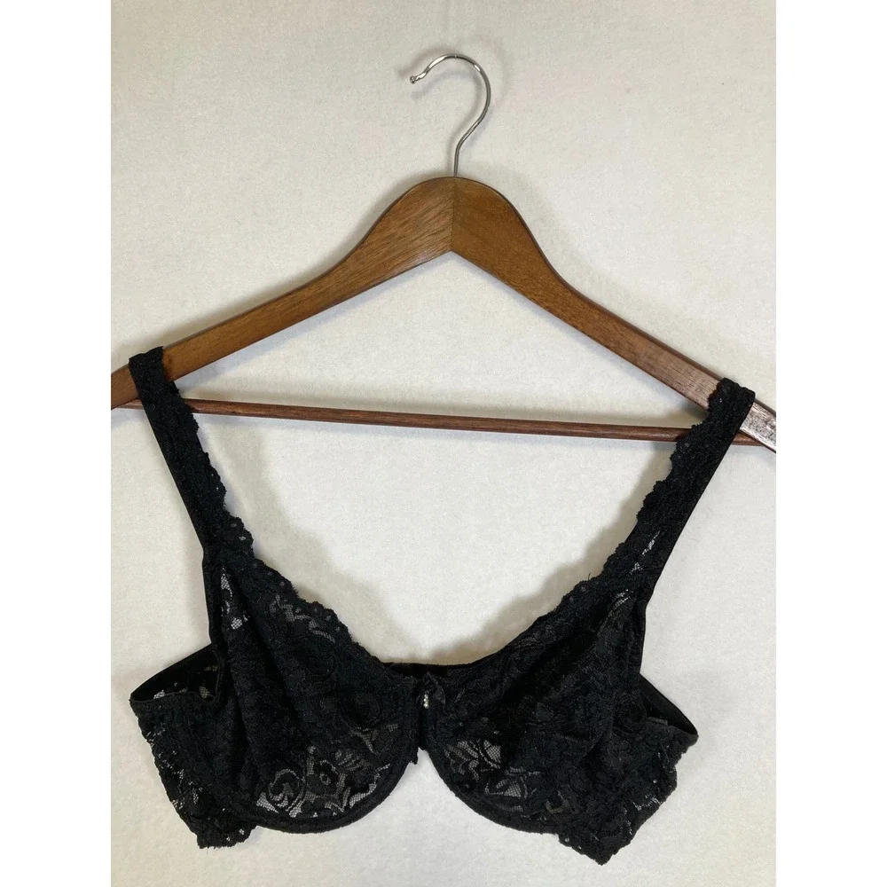 Romantic Smart & Sexy Womens 40D Black Floral‎ Lace Unlined Underwire Bra 85045